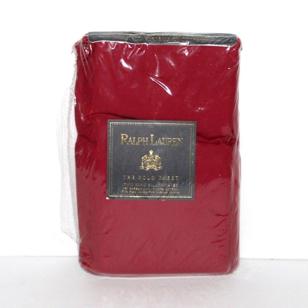 Ralph Lauren 2 King Pillowcases Barn Red The Polo Sheet Cotton 250 count